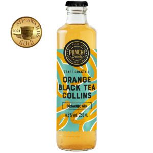 Orange & Black Tea Collins. Award winning organic cocktail by Punch Club®