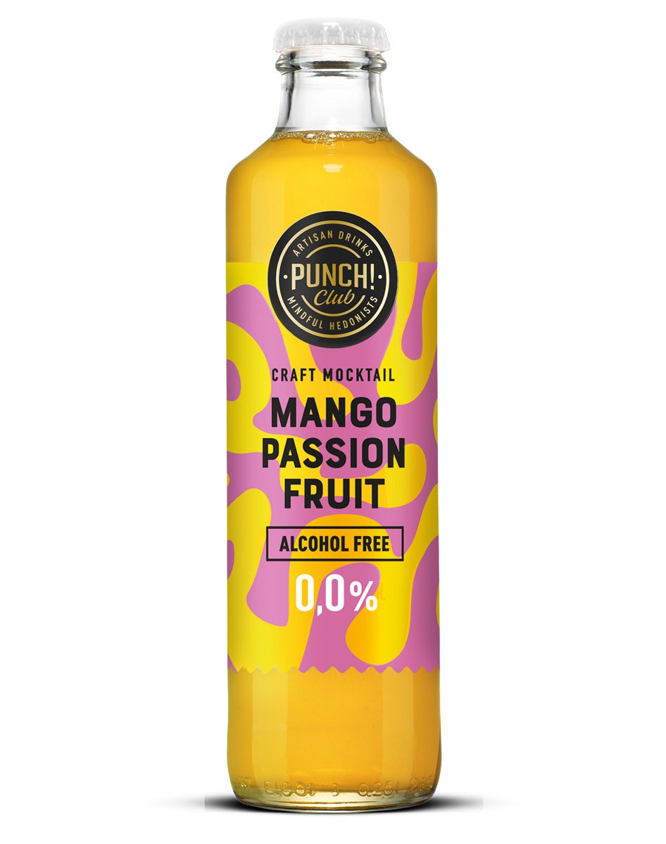 refreshing non-alcoholic Mango & Passionfruit beverage by Punch Club